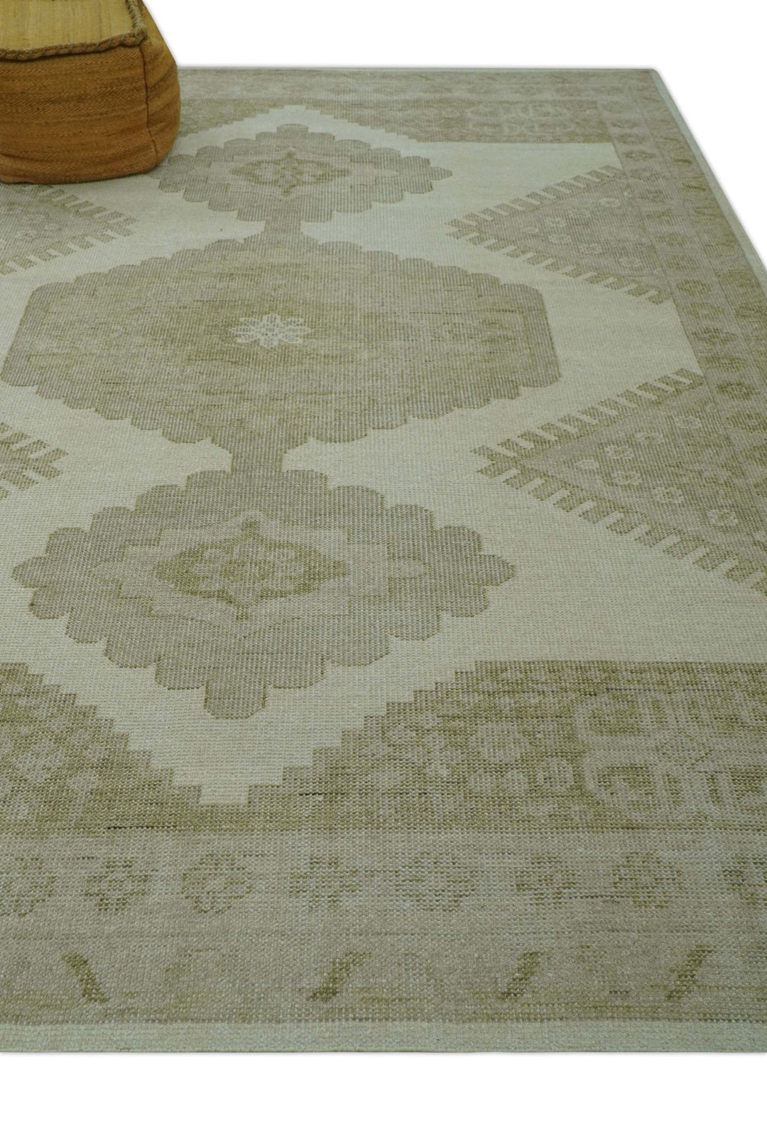 Custom Made Traditional Turkish Design Beige Hand knotted Wool Area Rug - The Rug Decor