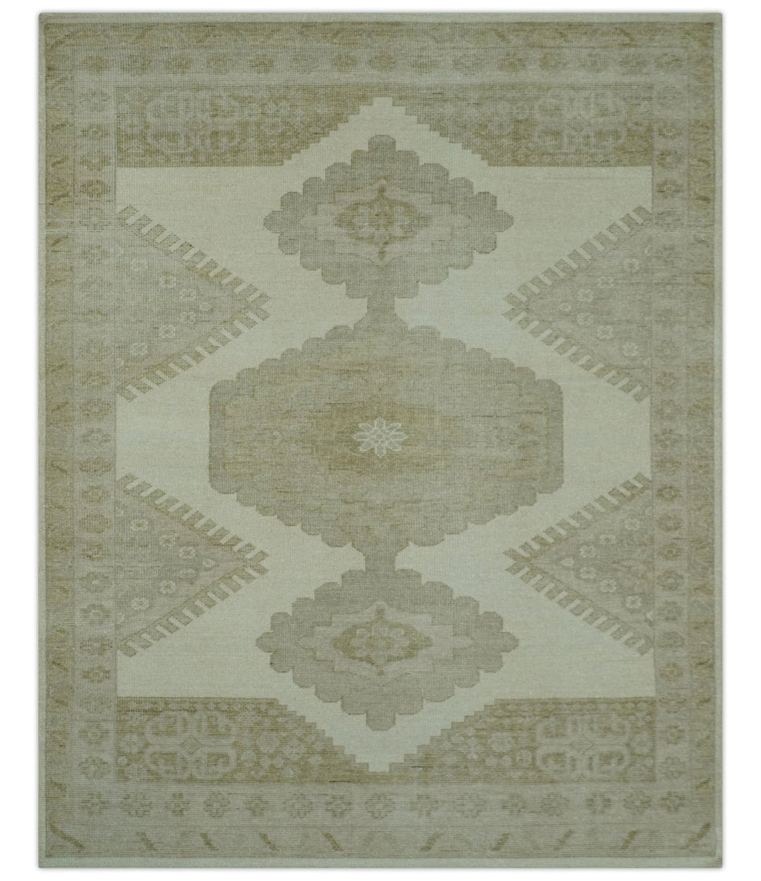 Custom Made Traditional Turkish Design Beige Hand knotted Wool Area Rug - The Rug Decor