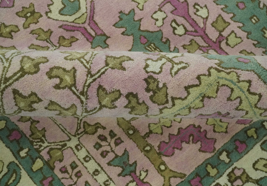 Custom Made Tree of life Traditional Floral Light Purple, Green, Olive and Beige Hand Tufted wool Area Rug - The Rug Decor