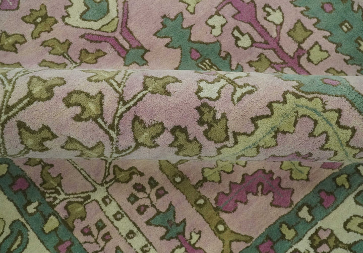 Custom Made Tree of life Traditional Floral Light Purple, Green, Olive and Beige Hand Tufted wool Area Rug - The Rug Decor