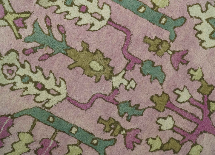 Custom Made Tree of life Traditional Floral Light Purple, Green, Olive and Beige Hand Tufted wool Area Rug - The Rug Decor