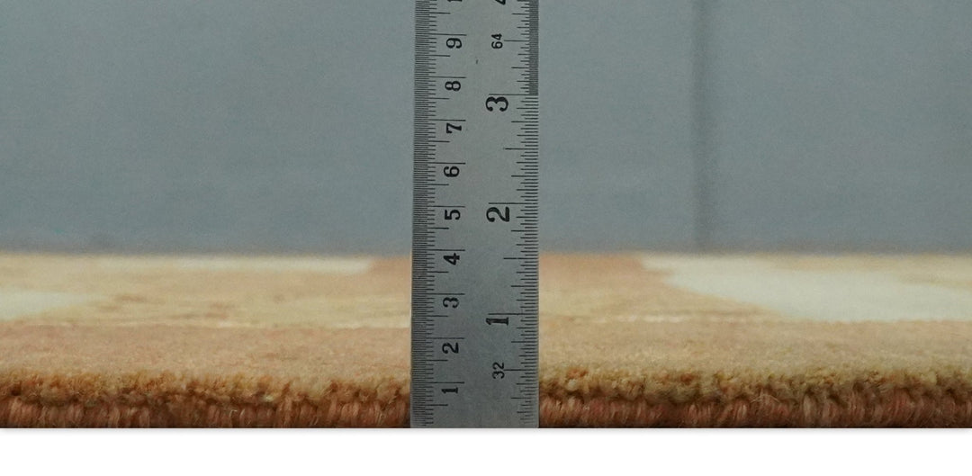 Dark Peach, Rust and Ivory Modern Geometrical Blocks Hand knotted 4x6 wool Area Rug - The Rug Decor