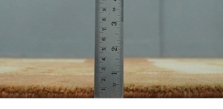 Dark Peach, Rust and Ivory Modern Geometrical Blocks Hand knotted 4x6 wool Area Rug - The Rug Decor