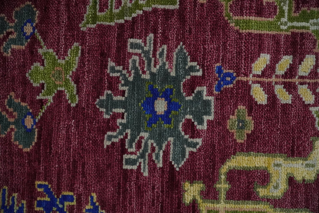 Deep Red, Green and Blue Hand knotted Traditional Oushak 9x12 wool Area Rug - The Rug Decor