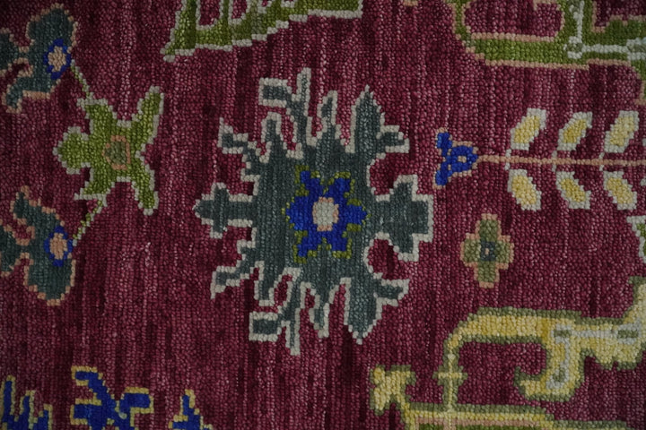 Deep Red, Green and Blue Hand knotted Traditional Oushak 9x12 wool Area Rug - The Rug Decor