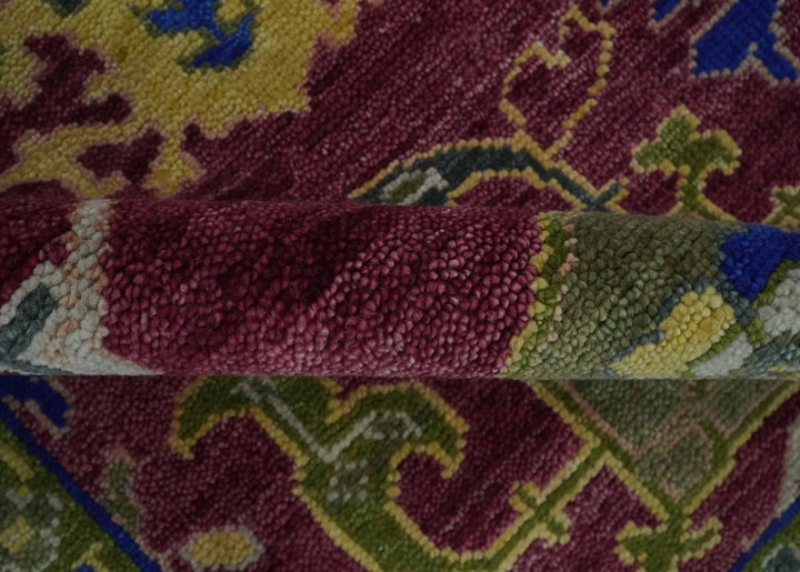 Deep Red, Green and Blue Hand knotted Traditional Oushak 9x12 wool Area Rug - The Rug Decor