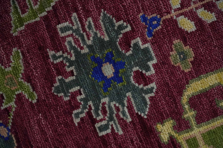Deep Red, Green and Blue Hand knotted Traditional Oushak 9x12 wool Area Rug - The Rug Decor