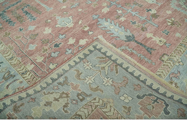 Distress Finished Tree of Life Hand Knotted Rust and Silver Custom Made Wool Rug - The Rug Decor