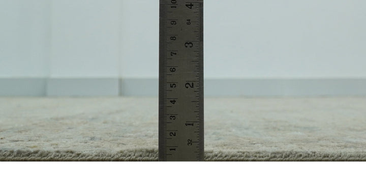 Distressed Silver And Beige Hand Knotted khotan design Custom Made wool area rug - The Rug Decor