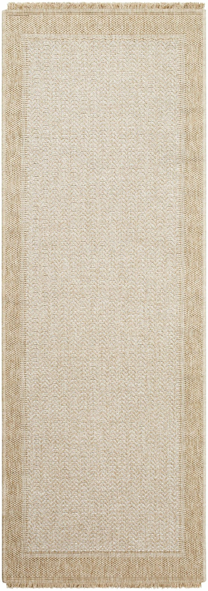 Endre Chevron Pattern Beige And Ivory Machine Woven Indoor & Outdoor Rug - The Rug Decor