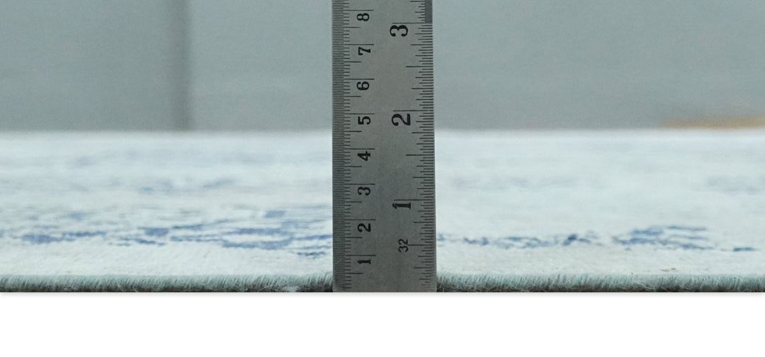 Fine Antique Design Silver, Light Teal and Blue transitional Hand Knotted 8x10 wool and Art Silk area Rug - The Rug Decor