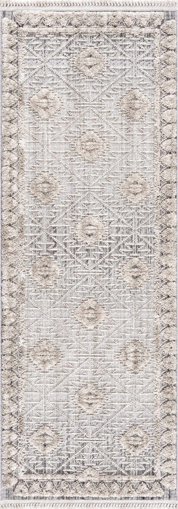 Flat woven Silver, Gray and Beige Geometrical Texture Area Rug - The Rug Decor