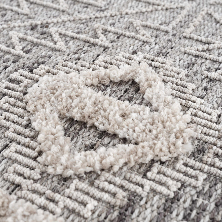 Flat woven Silver, Gray and Beige Geometrical Texture Area Rug - The Rug Decor