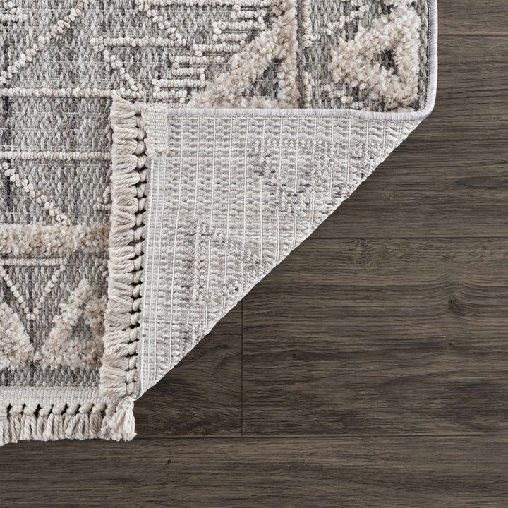 Flat woven Silver, Gray and Beige Geometrical Texture Area Rug - The Rug Decor