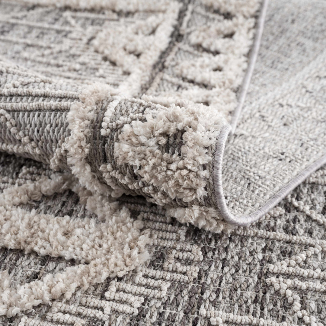 Flat woven Silver, Gray and Beige Geometrical Texture Area Rug - The Rug Decor