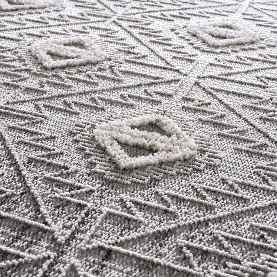 Flat woven Silver, Gray and Beige Geometrical Texture Area Rug - The Rug Decor
