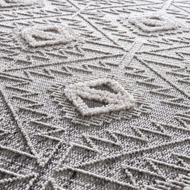 Flat woven Silver, Gray and Beige Geometrical Texture Area Rug - The Rug Decor