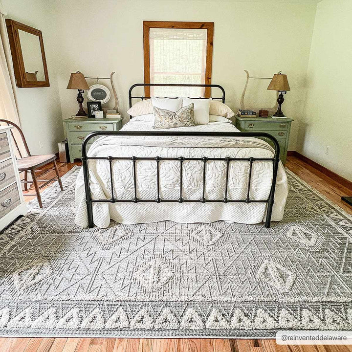 Flat woven Silver, Gray and Beige Geometrical Texture Area Rug - The Rug Decor