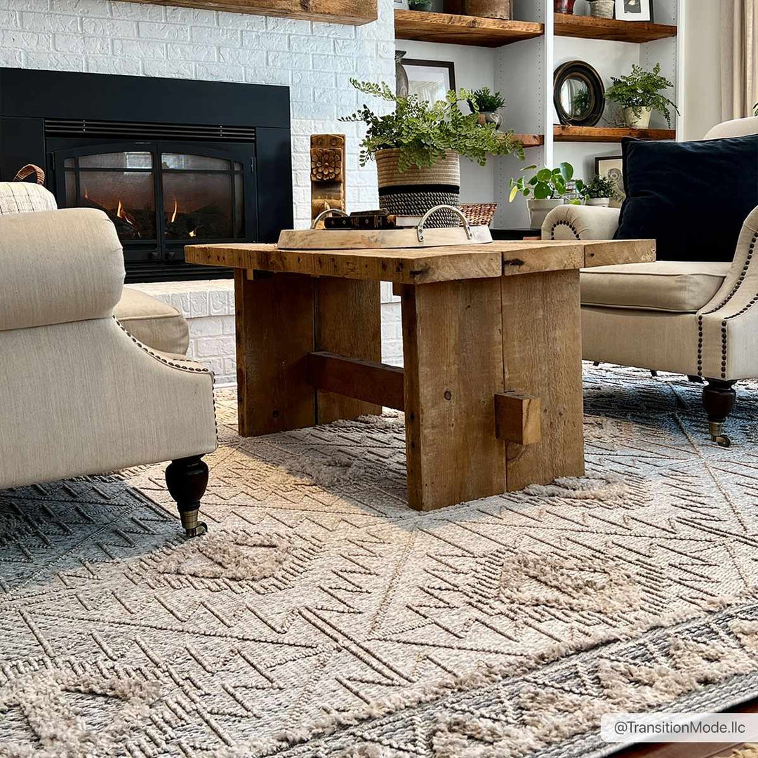 Flat woven Silver, Gray and Beige Geometrical Texture Area Rug - The Rug Decor