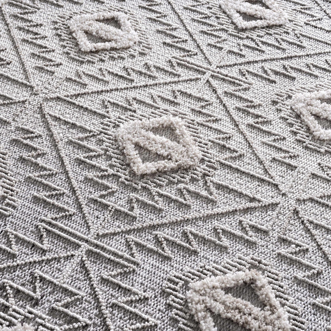 Flat woven Silver, Gray and Beige Geometrical Texture Area Rug - The Rug Decor