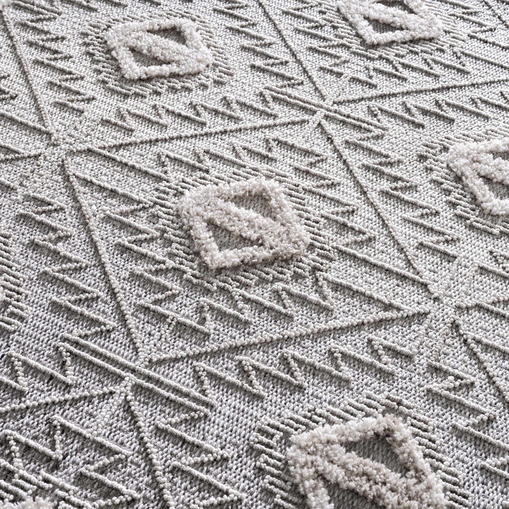 Flat woven Silver, Gray and Beige Geometrical Texture Area Rug - The Rug Decor