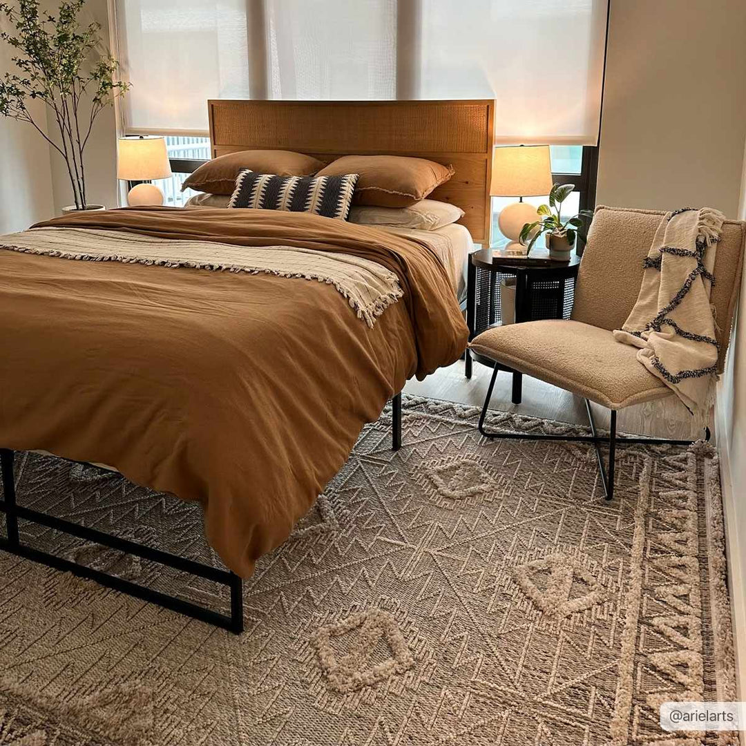 Flat woven Silver, Gray and Beige Geometrical Texture Area Rug - The Rug Decor