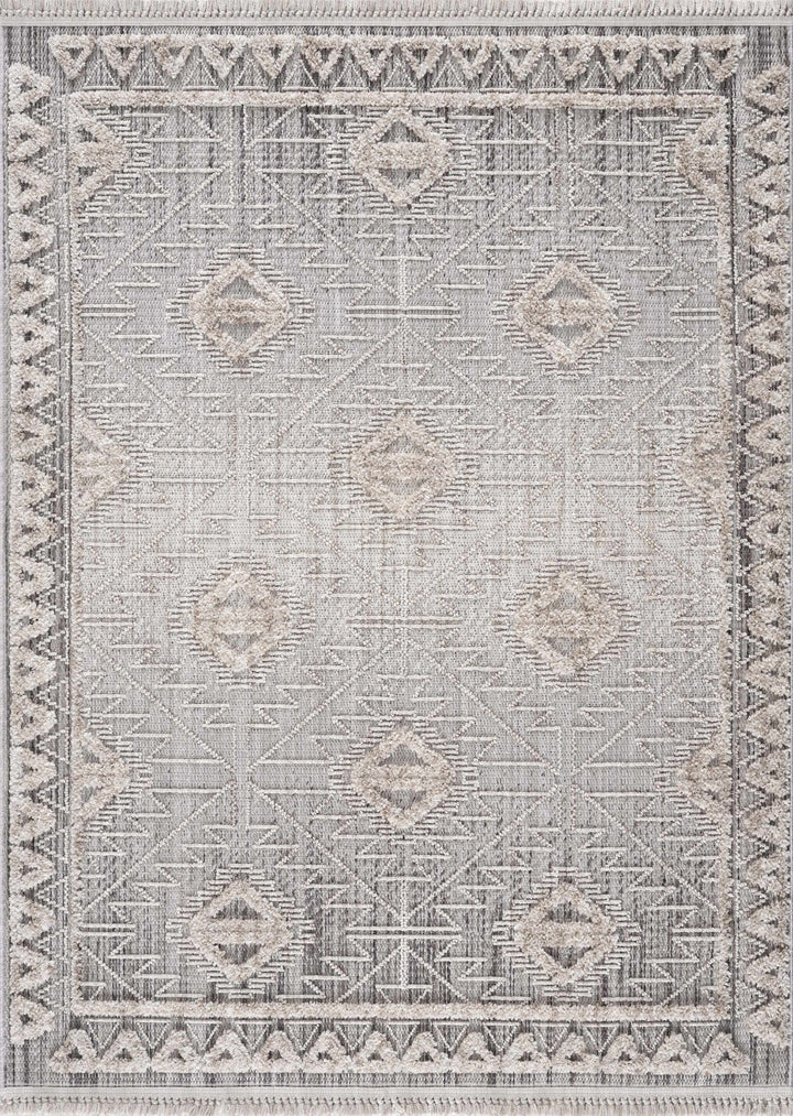 Flat woven Silver, Gray and Beige Geometrical Texture Area Rug - The Rug Decor