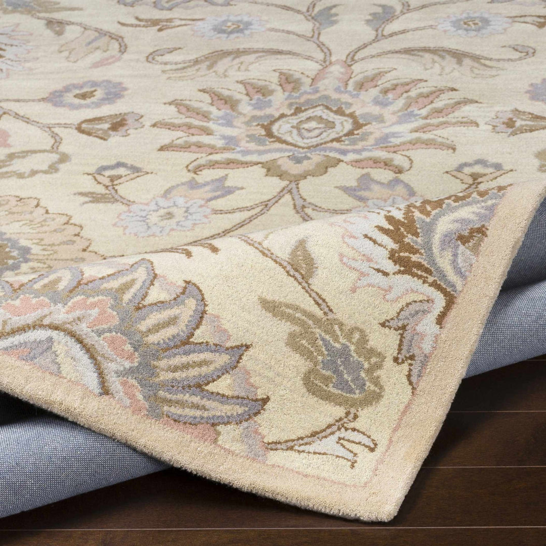 Floral Beige, Tan, Violet and Brown Traditional Hand Tufted wool area Rug - The Rug Decor
