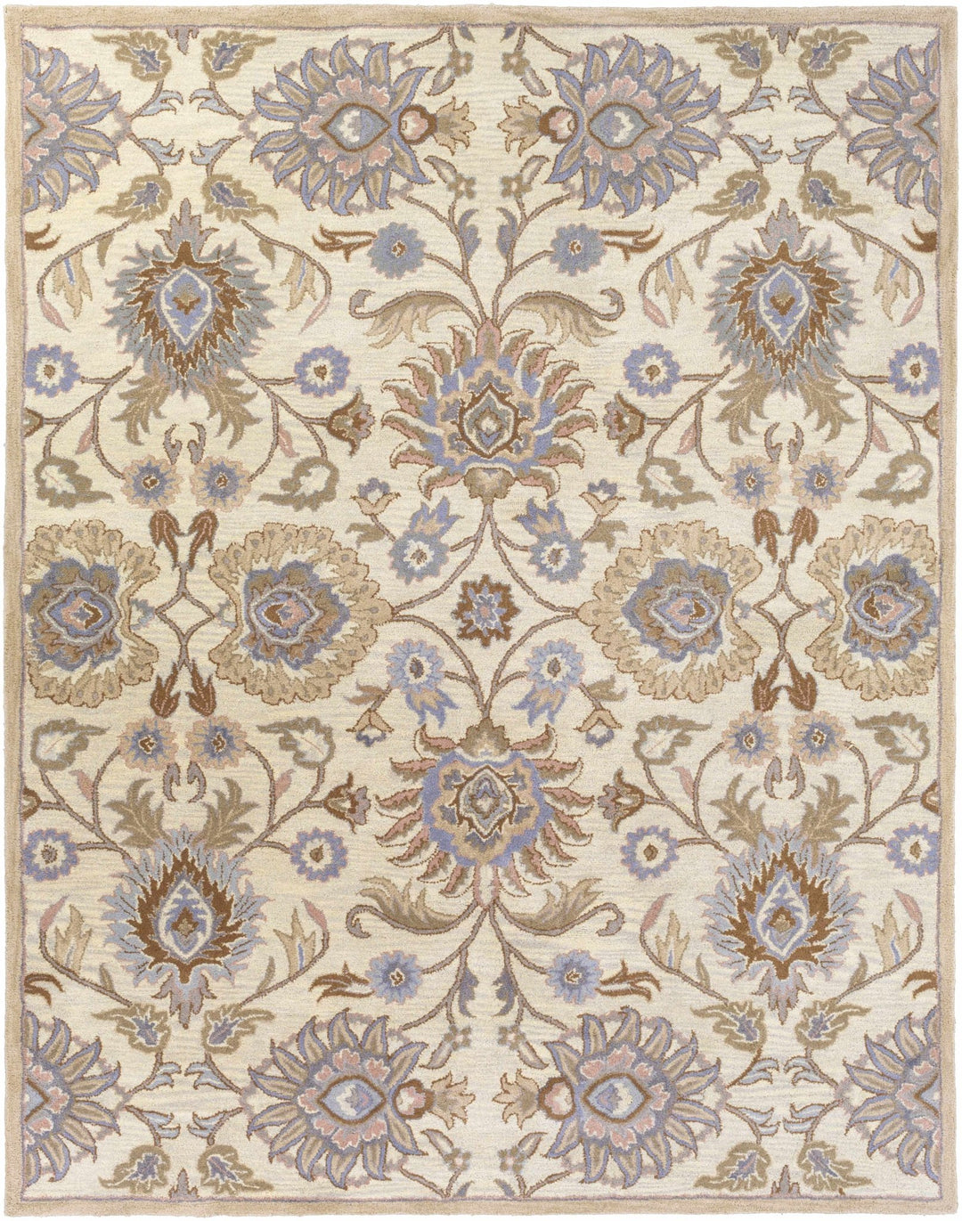Floral Beige, Tan, Violet and Brown Traditional Hand Tufted wool area Rug - The Rug Decor