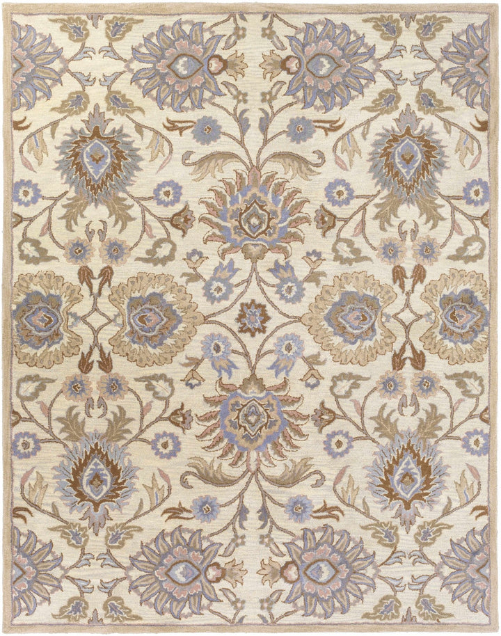 Floral Beige, Tan, Violet and Brown Traditional Hand Tufted wool area Rug - The Rug Decor