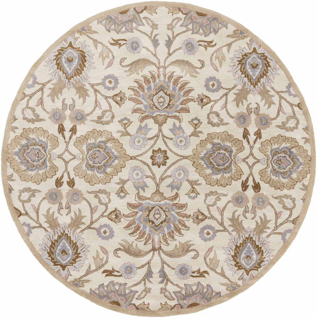 Floral Beige, Tan, Violet and Brown Traditional Hand Tufted wool area Rug - The Rug Decor