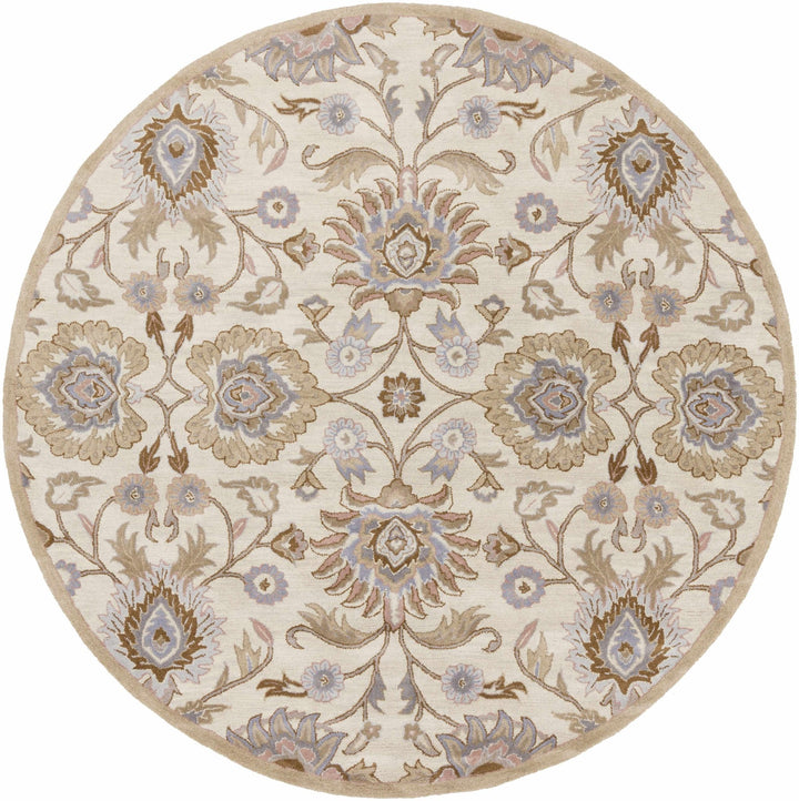 Floral Beige, Tan, Violet and Brown Traditional Hand Tufted wool area Rug - The Rug Decor