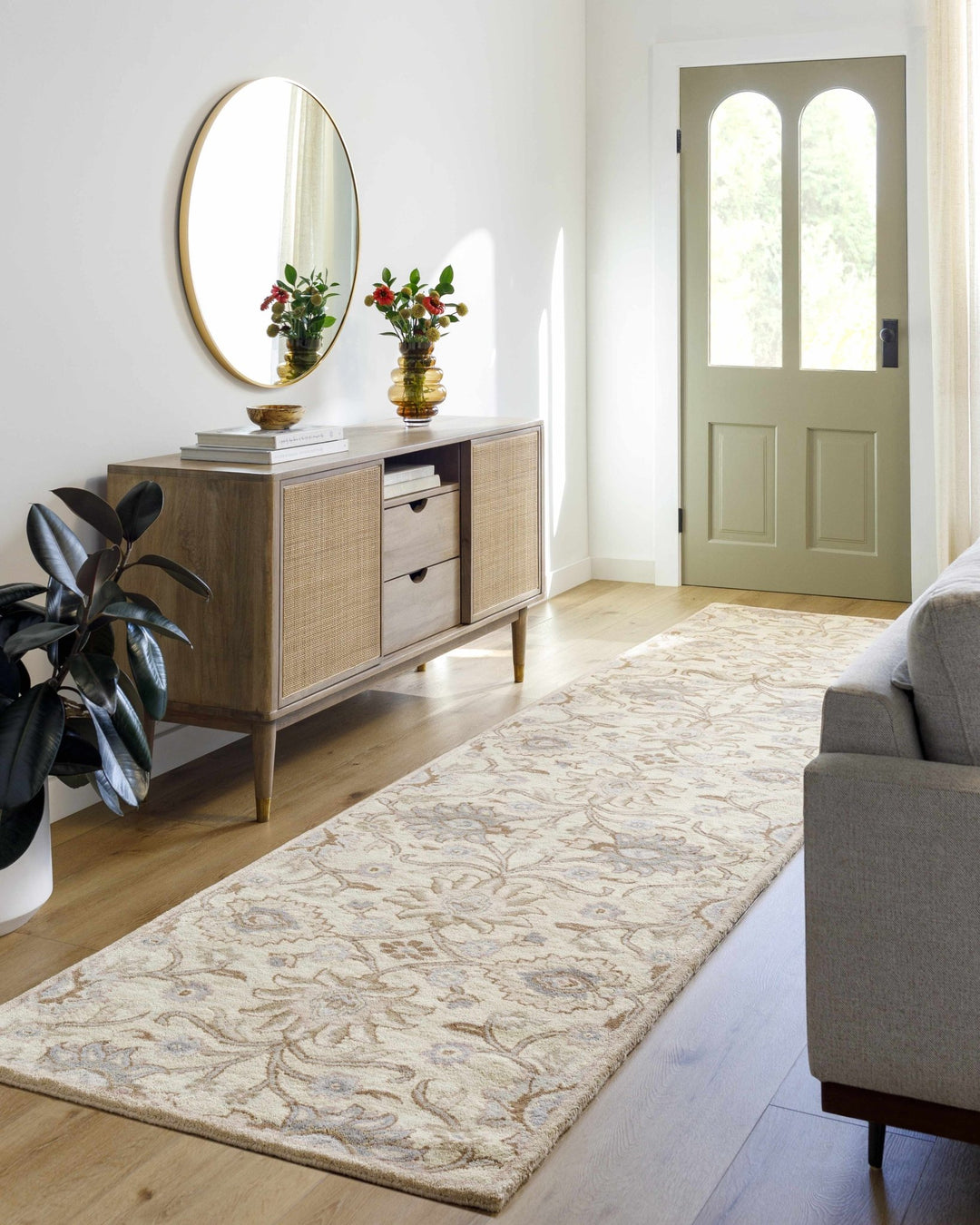 Floral Beige, Tan, Violet and Brown Traditional Hand Tufted wool area Rug - The Rug Decor