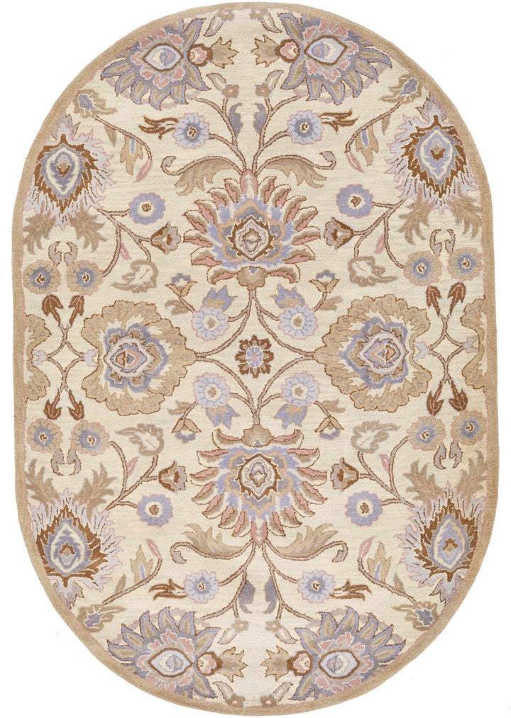 Floral Beige, Tan, Violet and Brown Traditional Hand Tufted wool area Rug - The Rug Decor
