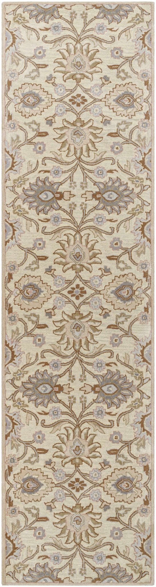 Floral Beige, Tan, Violet and Brown Traditional Hand Tufted wool area Rug - The Rug Decor
