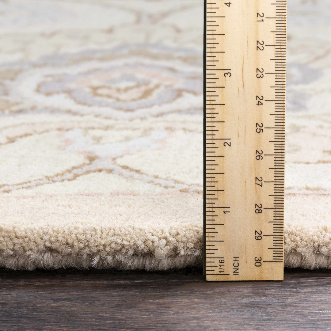 Floral Beige, Tan, Violet and Brown Traditional Hand Tufted wool area Rug - The Rug Decor