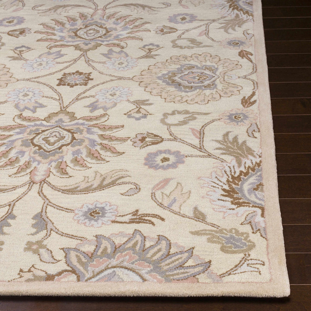 Floral Beige, Tan, Violet and Brown Traditional Hand Tufted wool area Rug - The Rug Decor