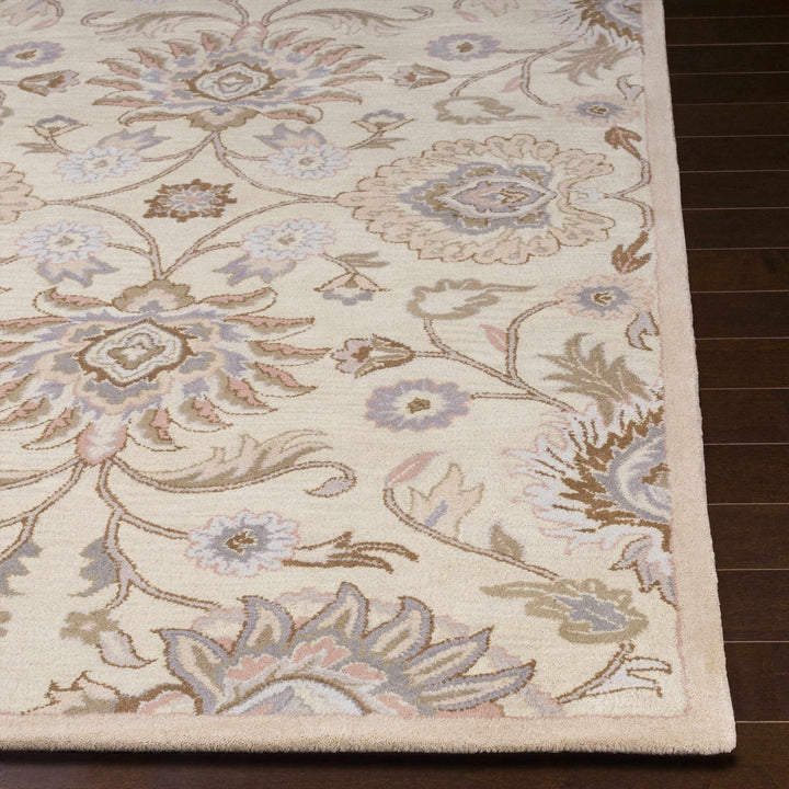 Floral Beige, Tan, Violet and Brown Traditional Hand Tufted wool area Rug - The Rug Decor