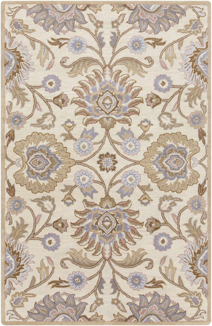 Floral Beige, Tan, Violet and Brown Traditional Hand Tufted wool area Rug - The Rug Decor