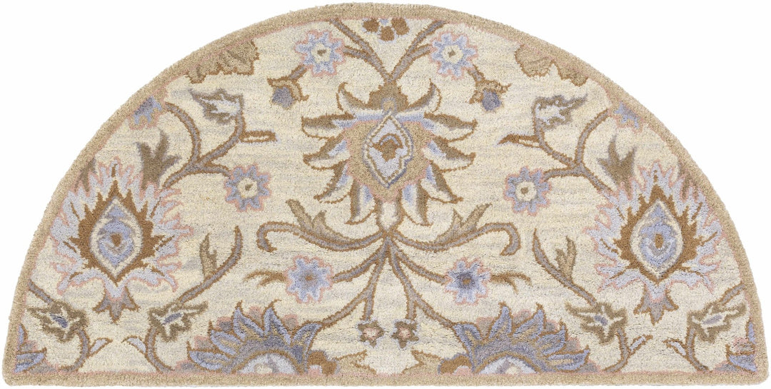 Floral Beige, Tan, Violet and Brown Traditional Hand Tufted wool area Rug - The Rug Decor
