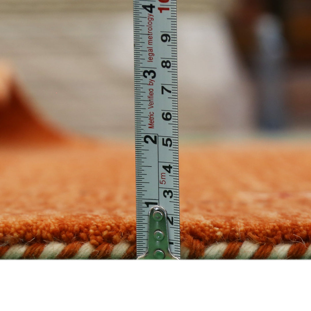Gabbeh Border Orange Rust Hand Loomed Wool Area Rug - The Rug Decor