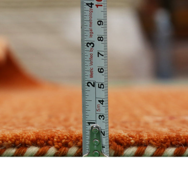 Gabbeh Border Orange Rust Hand Loomed Wool Area Rug - The Rug Decor