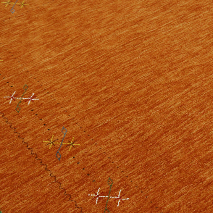 Gabbeh Border Orange Rust Hand Loomed Wool Area Rug - The Rug Decor
