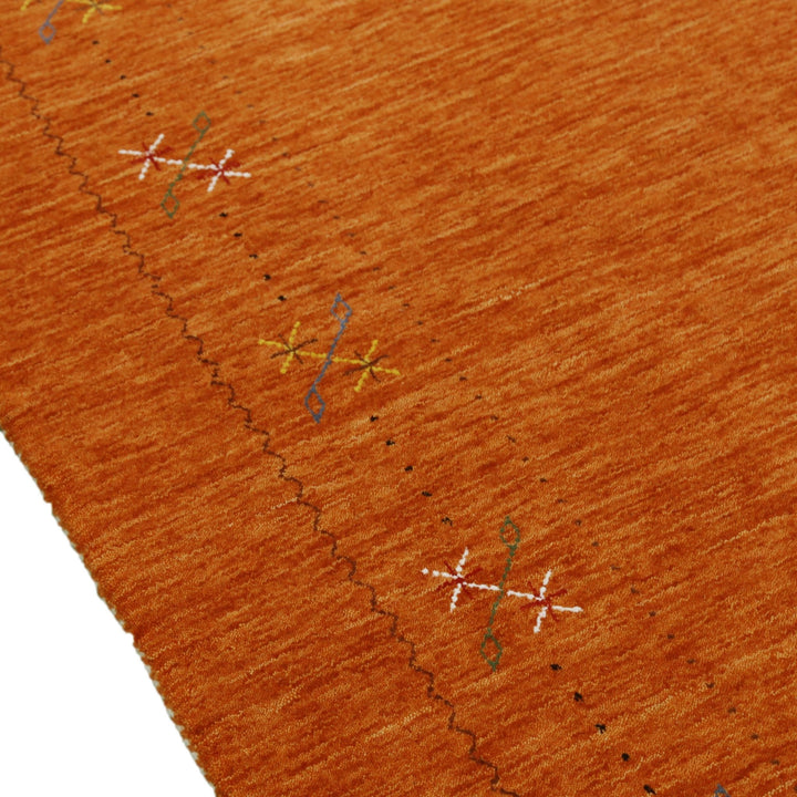 Gabbeh Border Orange Rust Hand Loomed Wool Area Rug - The Rug Decor