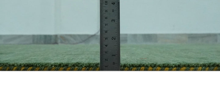 Geometrical Stripes Design Green, Ivory and Charcoal Hand loom 4.6x6.6 wool Area Rug - The Rug Decor