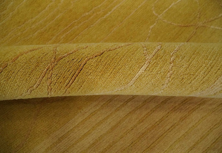 Gold and Brown Hand knotted Stripes 4x6 wool and Art Silk area Rug - The Rug Decor