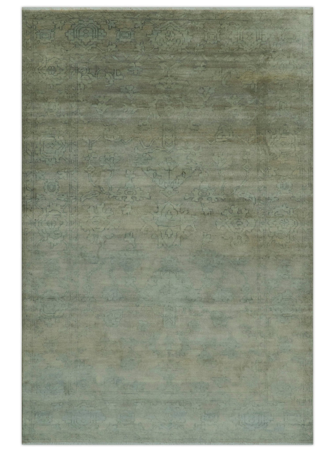 Gray And Beige Traditional Oushak Design 5.8x8.6 Hand Knotted Wool Area Rug - The Rug Decor