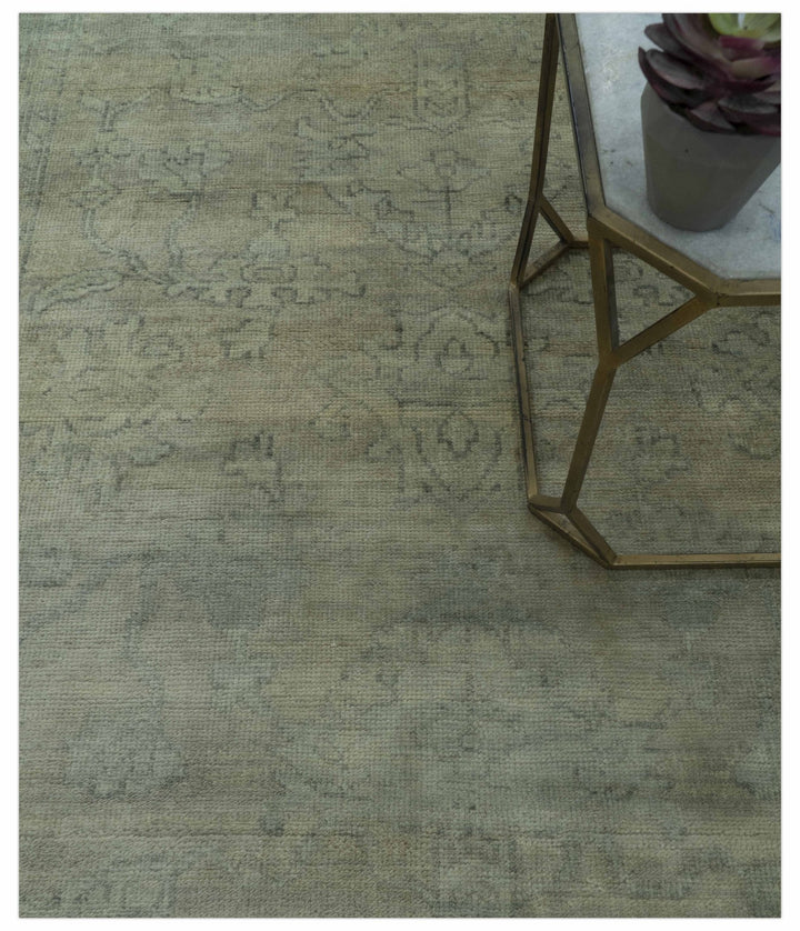 Gray And Beige Traditional Oushak Design 5.8x8.6 Hand Knotted Wool Area Rug - The Rug Decor
