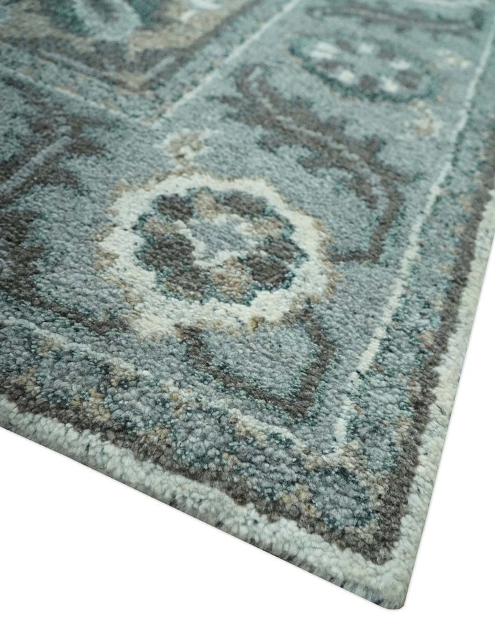 Gray and Ivory Traditional Heriz Hand Knotted 5x8 wool area rug - The Rug Decor