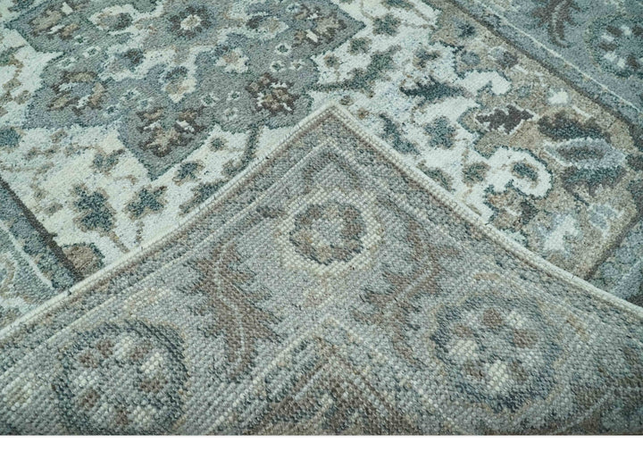 Gray and Ivory Traditional Heriz Hand Knotted 5x8 wool area rug - The Rug Decor